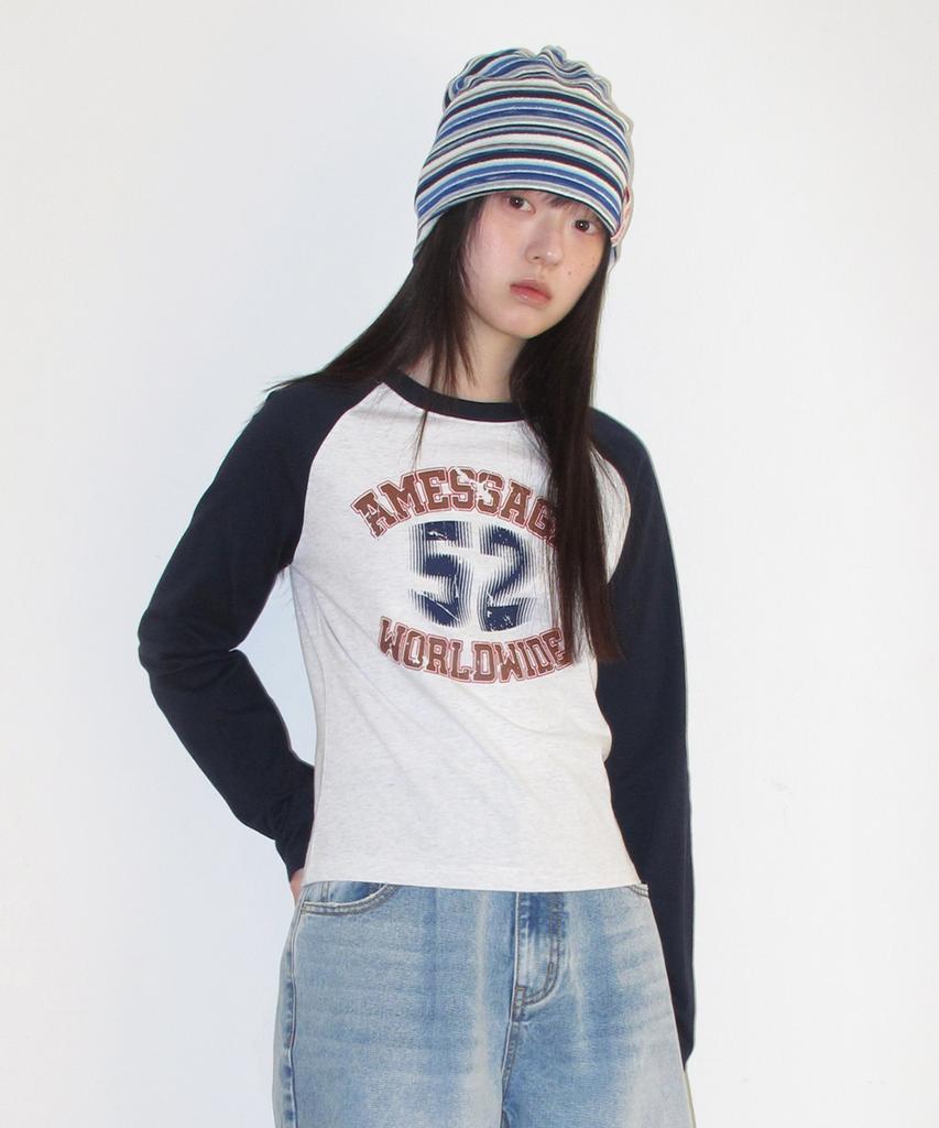 AMES-WORLDWIDE Vintage 52 Raglan Ls Tee Navy