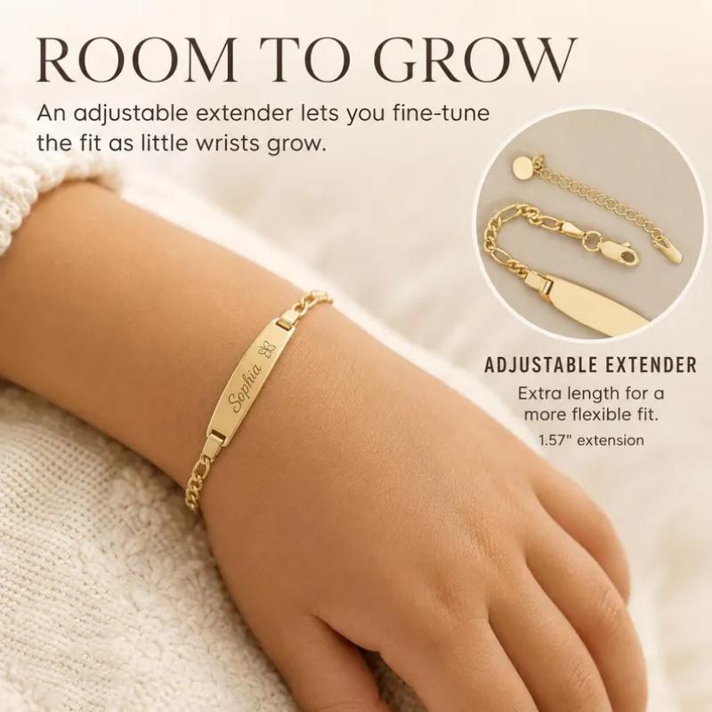Qiuhan Personalized Baby Name Bracelet Laser Engraved Kids Bracelet Personalized Jewelry for Newborn Baby