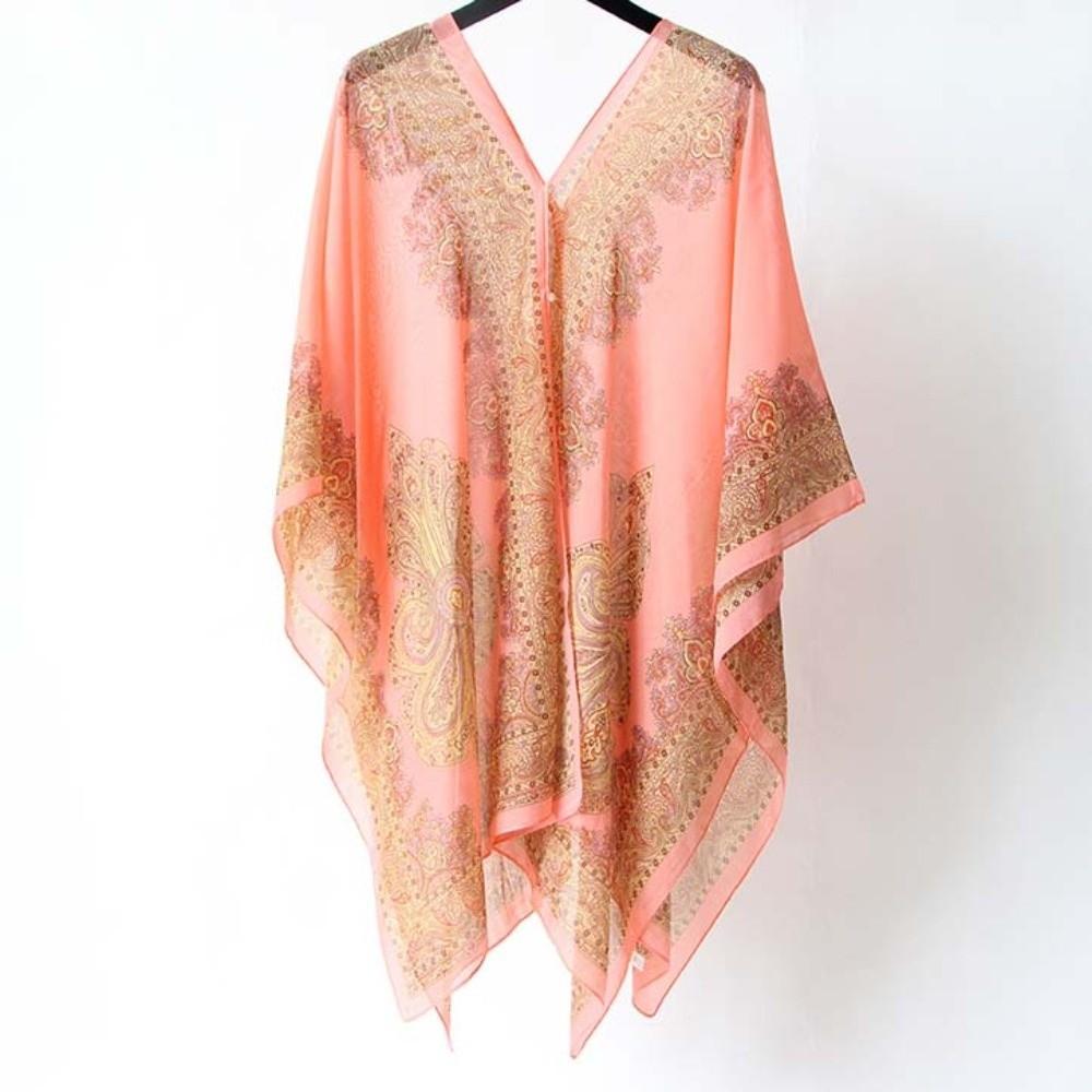 Long Sunscreen Thin Large Scarf Breathable Seaside Vacation Cloak Big Printed Flower Shawl Beach