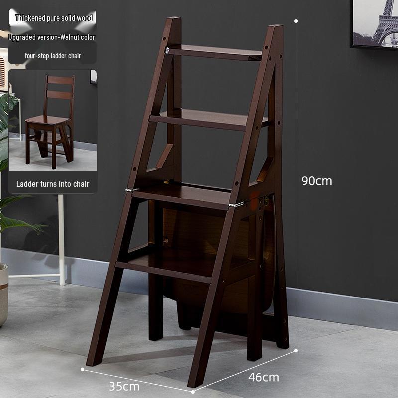 Solid Wood Folding Ladder Chair: Dual-Use Indoor Step Stool and Multifunctional Staircase.