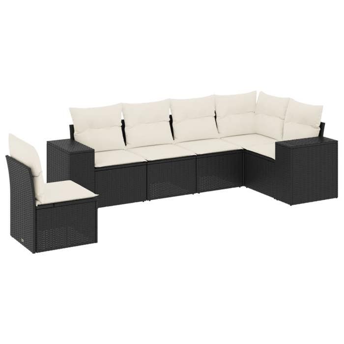 VidaXL Salon de Jardin avec Coussins 6 pcs, Canapés de Terrasse, Ensemble de Meubles de Patio, Mobilier d'Extérieur, Noir 3222625
