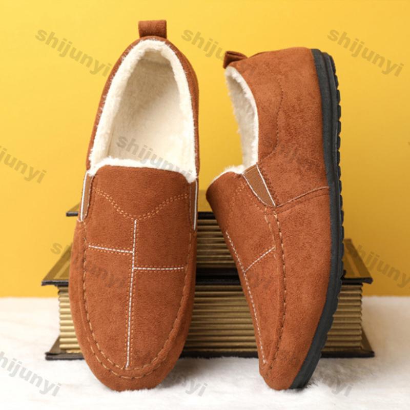 Модная мужская зимняя повседневная обувь, мокасины, легкие, удобные, прогулочные туфли на плоской подошве для мужчин, бархатные, теплые, нескользящие, мягкие, хлопковые кроссовки