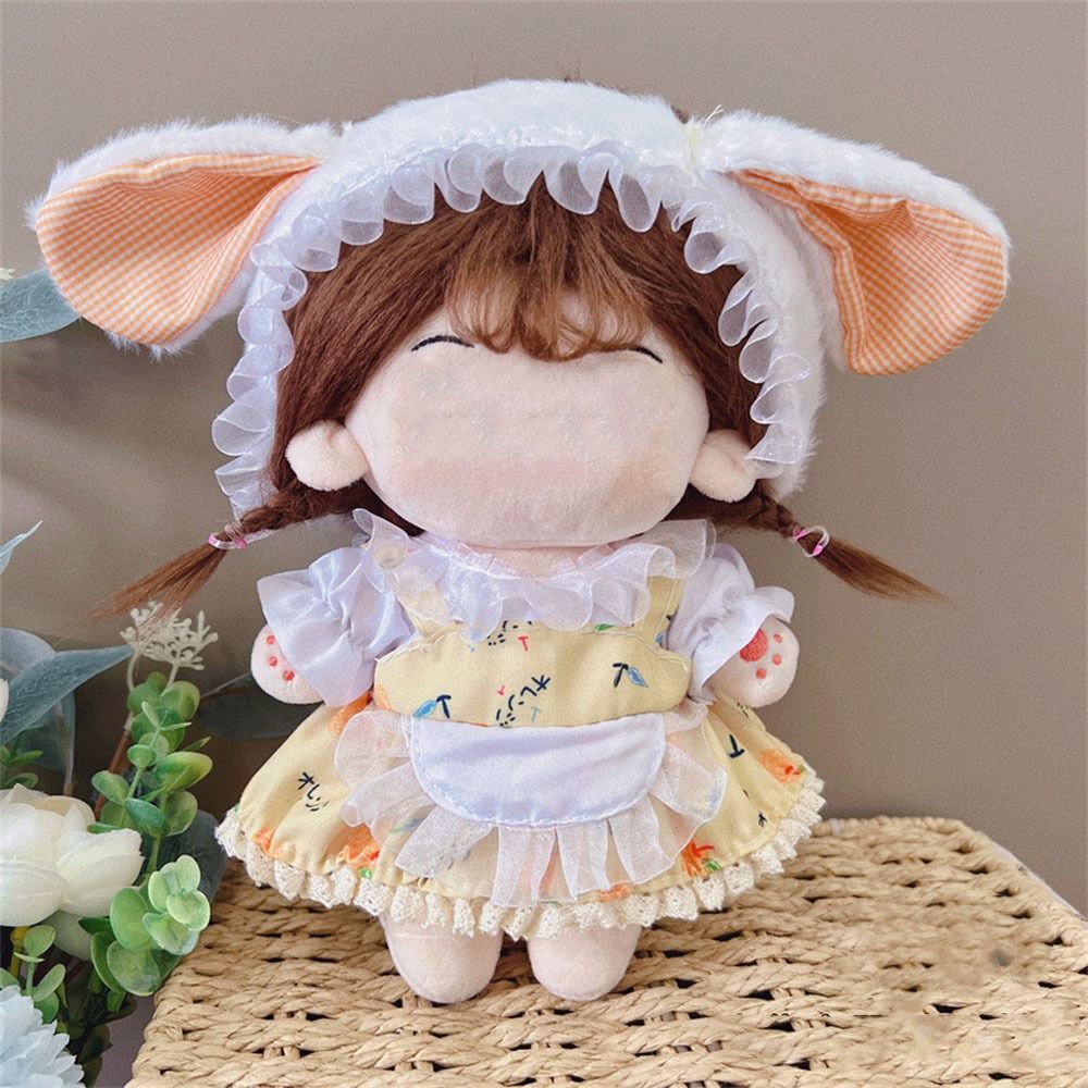 20CM Miniature Dress Suit Lolita Maid Attire Doll Headwear Dress Set Cotton Stuffed Doll