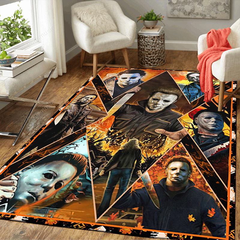 1Pc Halloween Horror Icons Rug, Office Carpet Indoor Outdoor Doormat, Non-Slip, Comfortable, Living, Christmas Halloween, Xmas Gift L1363