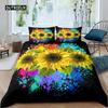 Пододеяльник с изображением подсолнуха, комплект постельного белья Queen, комплект постельного белья с изображением коровы, черно-белый абстрактный комплект постельного белья с изображением листьев растений, полиэстеровый пододеяльник