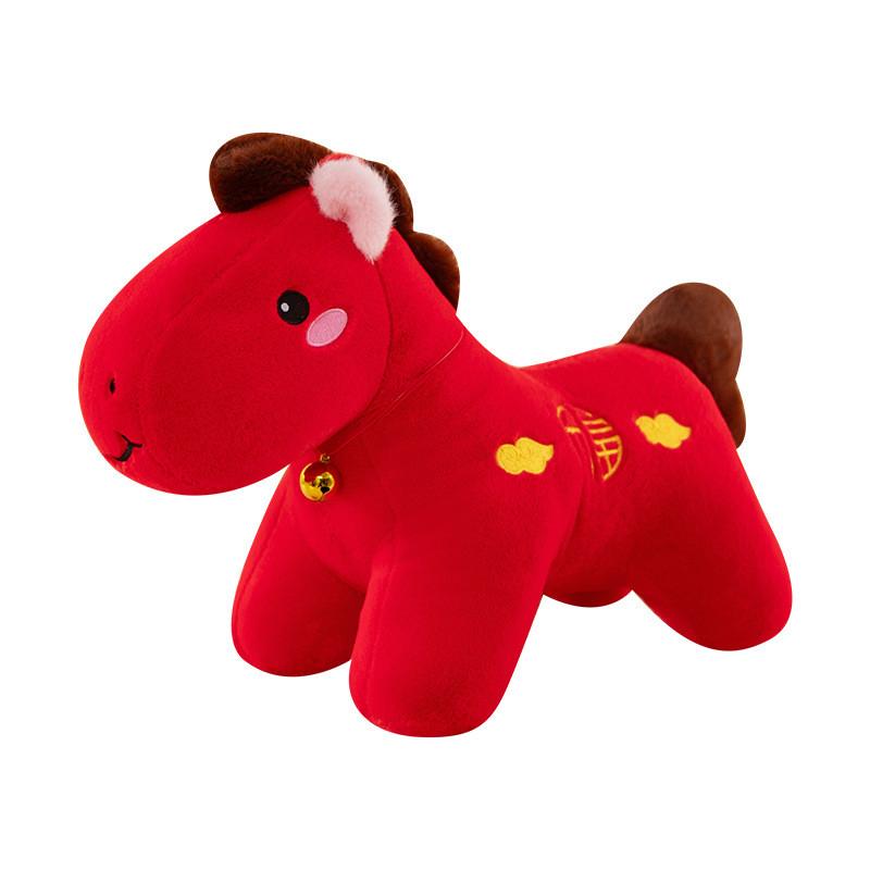 Плюшевая игрушка-талисман лошади на Новый год, ткань с коротким ворсом, корпоративные украшения, мероприятия