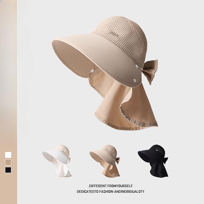 New Shawl Sunshade Sunscreen Hat Women's Empty Top Hat Big Brim Neck Sun Hat Fashionable Versatile Face Small Bucket Hat