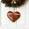 Vintage Football Heart Hanging Decoration Handmade Faux Leather Love Heart Shaped Football Hanging Ornament Sports Fans Collectible Gift