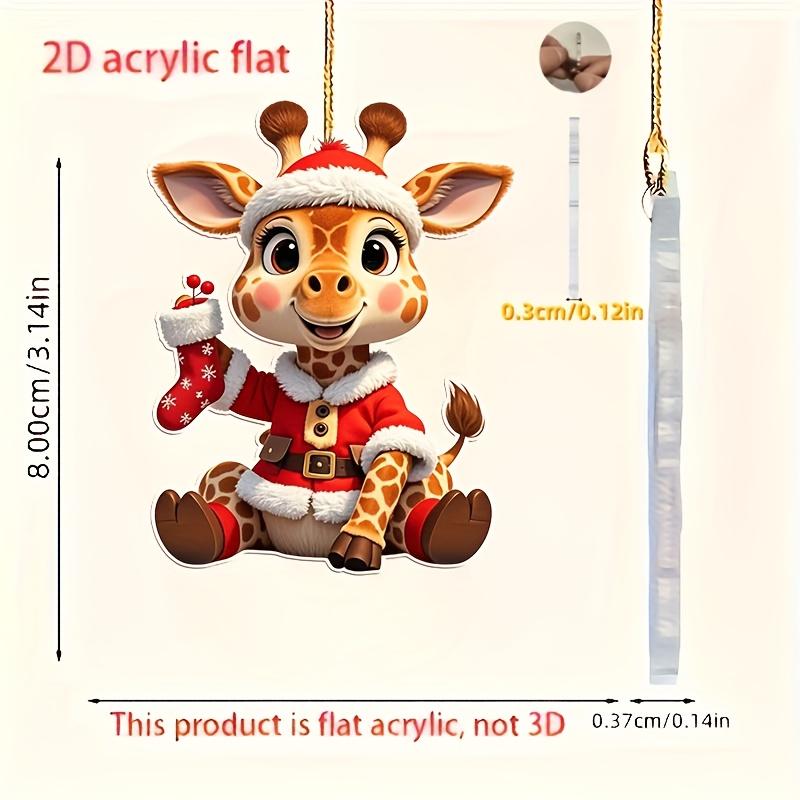 2D Flat, 1pc Cute Giraffe Acrylic Ornament - Christmas, Halloween, New Year, No Power Hanging Decoration, Indoor/Outdoor Holiday Home Decor, Exquisite