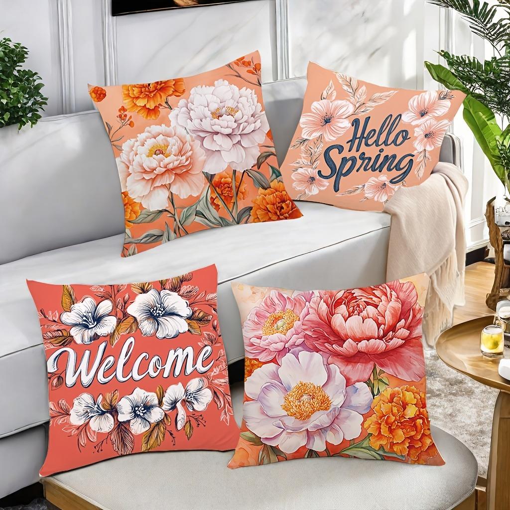 Наволочка в скандинавском стиле с цветочным узором пионов, домашний декор, наволочка для подушки, полиэстеровая наволочка на подушку с молнией для дивана в гостиной