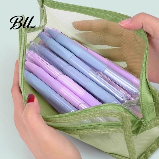 Heavy Duty Mesh Pencil Bag Case with Zipper, Double Layer Large Capacity Stationery Visual for School Organizer, Transparent Durable Lightweight