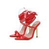 Shoes for Women 2025 Fashion Summer Gladiator Heels Sandals for Women Pointed Open Toe Lace-Up Stiletto Strappy Wedding Shoes