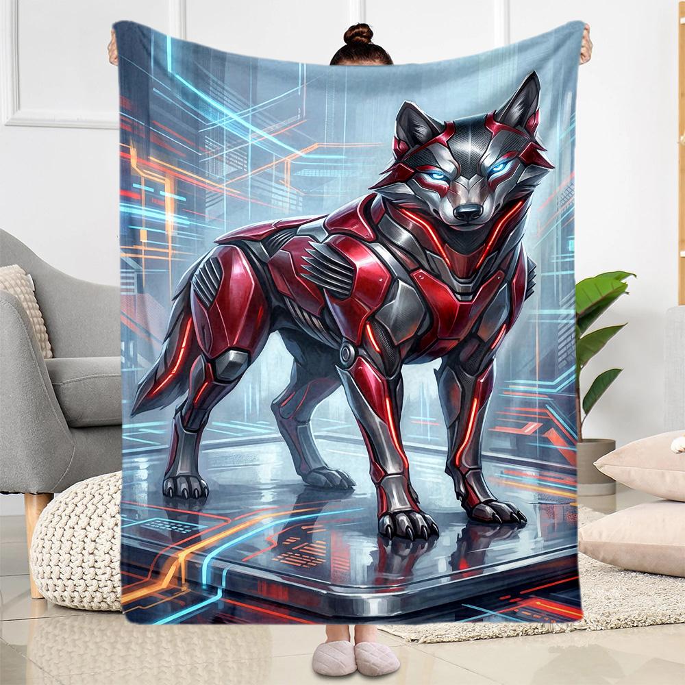 Wolf Moon Reflection Blanket,Suitable for sofas, offices, travel, living rooms, Gifts to relatives and friends, Blanket,Suitable for all seasons.