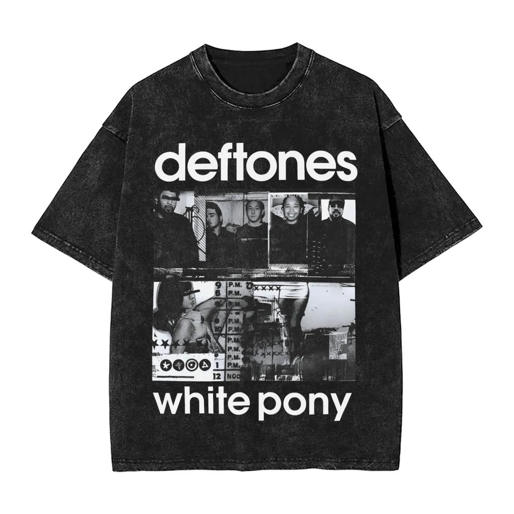 Новое поступление Мужская одежда Ohms Белый Пони Deftones Рок-группа Стиранная Футболка с коротким рукавом с круглым вырезом Y2k Мужская одежда Camisetas
