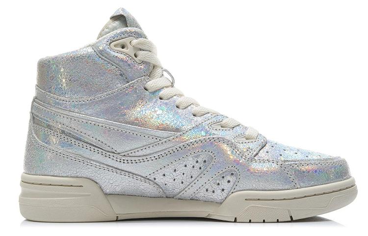 Li Ning 937 Deluxe Высокие Винтажные Баскетбольные Кроссовки Женские Серебристые AGBR080-2