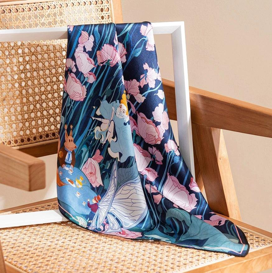 Silk Scarf Square Scarf High-end Strap 100% Mulberry F Student Fashion Sunscreen Shawl Dual-purpose