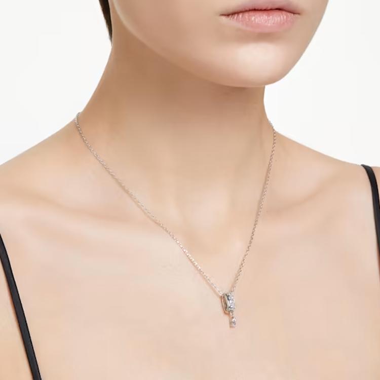 Swarovski Imber Дизайн с двойным кольцом Круглый кулон Инкрустированный имитацией хрусталя Ожерелье Женское ожерелье Золото Серебро 5671819