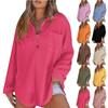Women's Fashion Solid Color Knit Top Long Sleeve V-neck Solid Color Casual Tunic Top