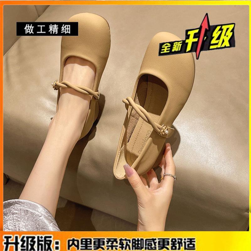 Leather Retro Thick Heel Light Mouth Single Shoes Women's Shoes 2025 Spring and Summer New Versatile Skirt French Mary Jane Shoes