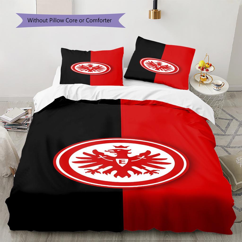 Eintracht Frankfurt Pattern Bedding Quilt Set Quilt Cover Pillowcase Home Decoration Birthday Gift (1 * duvet cover + 2 * pillowcase, without core)