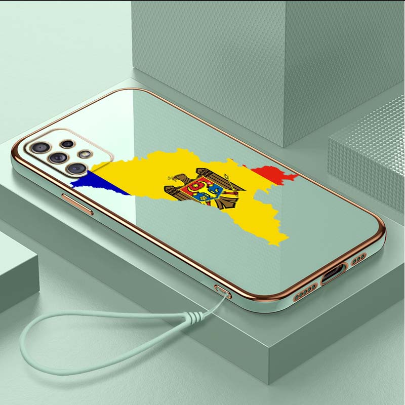 Роскошный чехол для телефона из ТПУ с ремешком для Samsung Galaxy A04 05s A13 A14 A24 A54 A34 Note20 S23 Ultra, чехлы A13 с флагом Молдовы