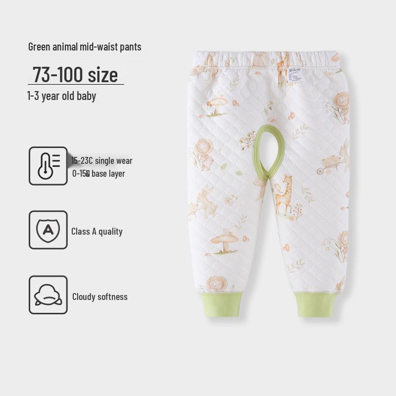 Boys' and Girls' Padded Winter Pants - Warm, High Waist, Open Crotch, Cotton for Belly Protection
