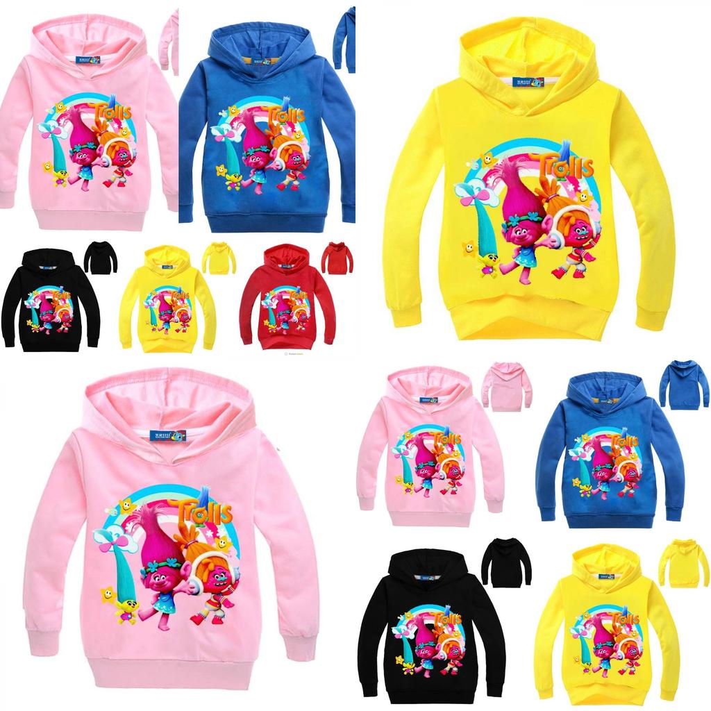 Kids Trolls Print Hoodie Cotton Pullovers Coat Jacket Gift Yrs