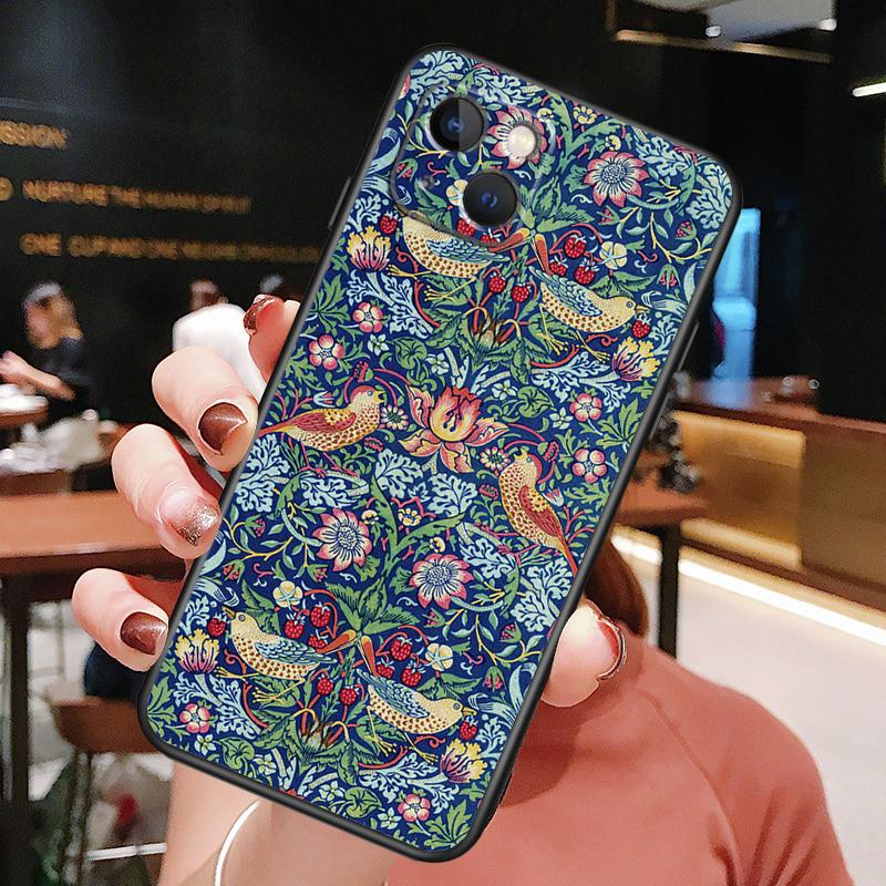 Чехол William Morris для iPhone 14 15 16 Pro Max 11 12 13 Mini X XR XS Max 14 Plus Мягкий чехол