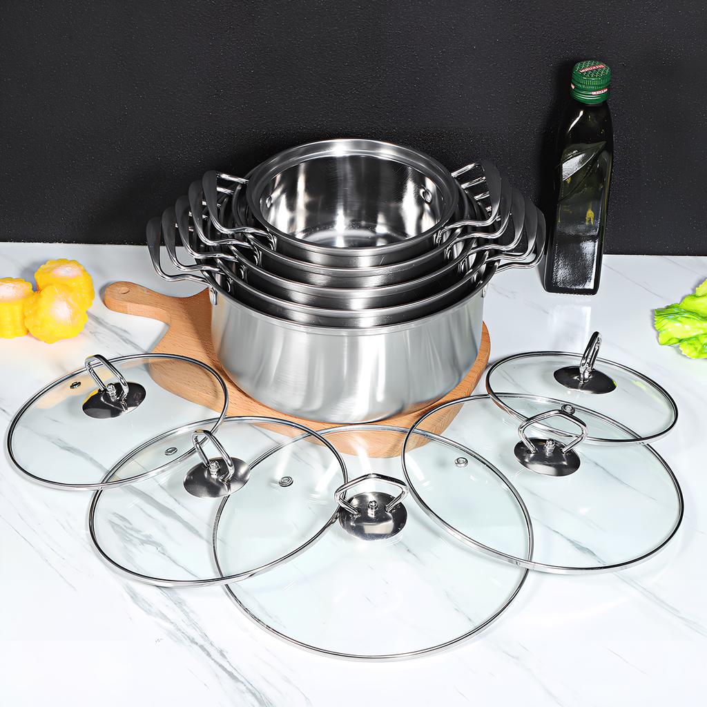 5 комплектов антипригарной сковороды из нержавеющей стали, двойная кастрюля для супа, дорожная посуда, большая емкость для бульона