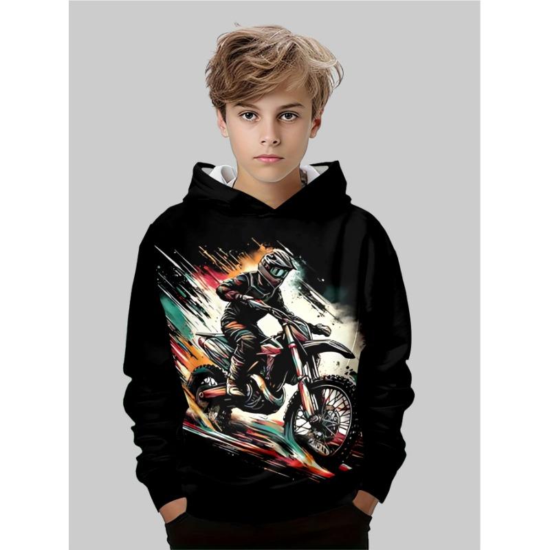 Autumn Extreme Sports Graphic 3D Printed Hoodies Fashionable Casual Sports Long Sleeved Children's Boy Hooded Sweatshirts