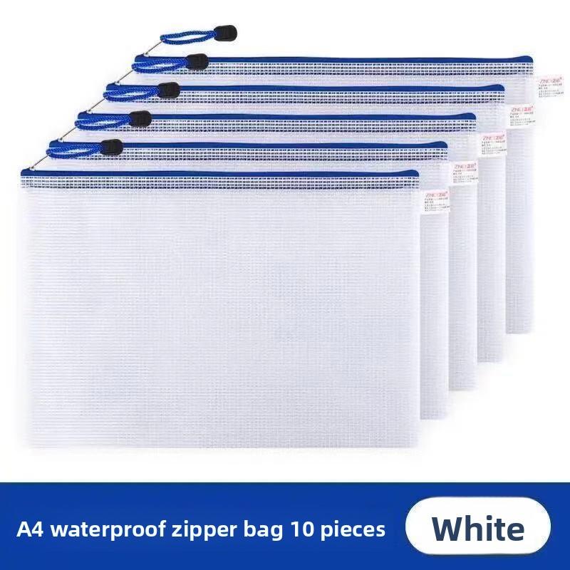 10PCS Zipper Mesh Bags A4/A5 Plastic Zipper Bags For Organizing Zipper Mesh Bags Waterproof Clear Travel Bags Office Supplies Document