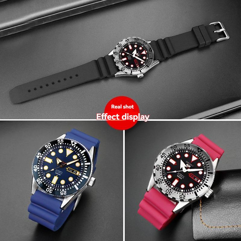 22-мм Резиновый Ремешок для SEIKO 5 SKX007 SKX009 Turtle Mini MM SRPD Monster - Черный Синий Зеленый Ремешок для Дайверских Часов Спортивный Браслет
