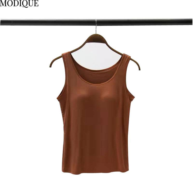 MODIQUE женская повседневная майка с подкладкой для груди без косточек жилет женская подтяжка майка основа большой размер майка нижнее белье