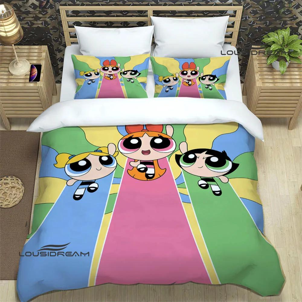 3D Мультяшные комплекты постельного белья P-Powerpuff-Girls изысканный набор постельных принадлежностей пододеяльник набор одеяло комплект постельного белья роскошный подарок на день рождения