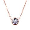 Simply Small Round 1 Carat Cubic Zirconia Pendant Necklace For Women Girls Rose Gold Colorful Crystal Chain On Neck Jewelry N388