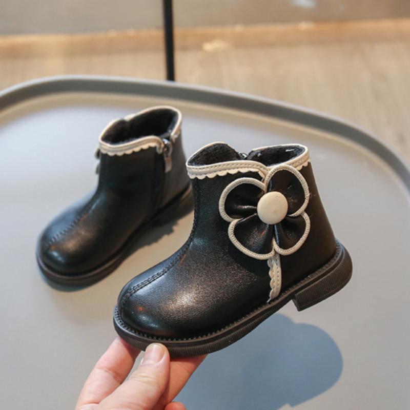 Девичьи бархатные хлопковые ботинки Осень и Зима Детские теплые короткие ботинки Девичьи ботинки