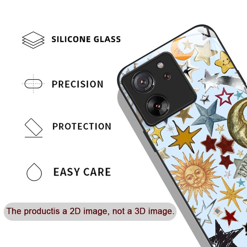 Закаленное Стекло Чехол для Телефона для Motorola Moto G85 G84 G75 G55 Edge 50 Fusion 40 Neo 30 Pro Роскошный Ретро Стиль Звезды Луна Y2K Чехол