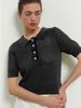 Women's 2025 Summer See-Through Short-Sleeve Knitted Top with Turn-Down Collar