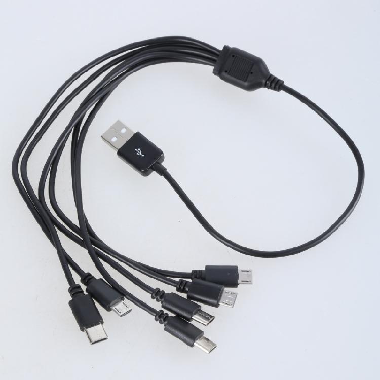 Эффективный USB-кабель для зарядки, шнур питания с разъемами USB 5Pin и Type C для одновременной зарядки шести устройств