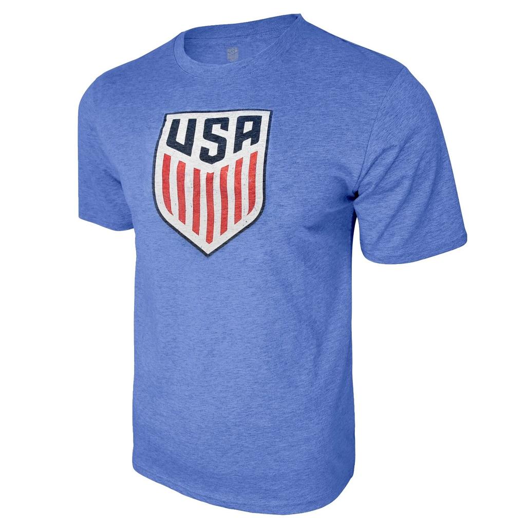 U.S. Soccer Federation USMNT Logo Adult T-Shirt Add NAME & NUMBER Sky Blue Logo
