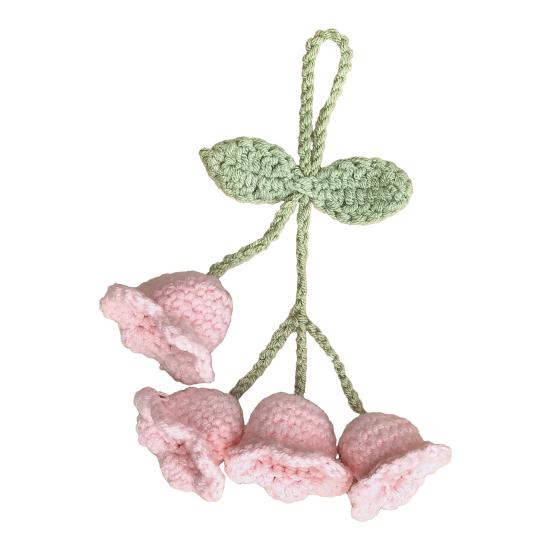 Брелок Подвеска Дизайн Цветка Тюльпана Ручная Вязка Пряжа Крючком Брелок Для Ключей Регулируемый Подвеска На Зеркало Заднего Вида Украшение для Автомобиля