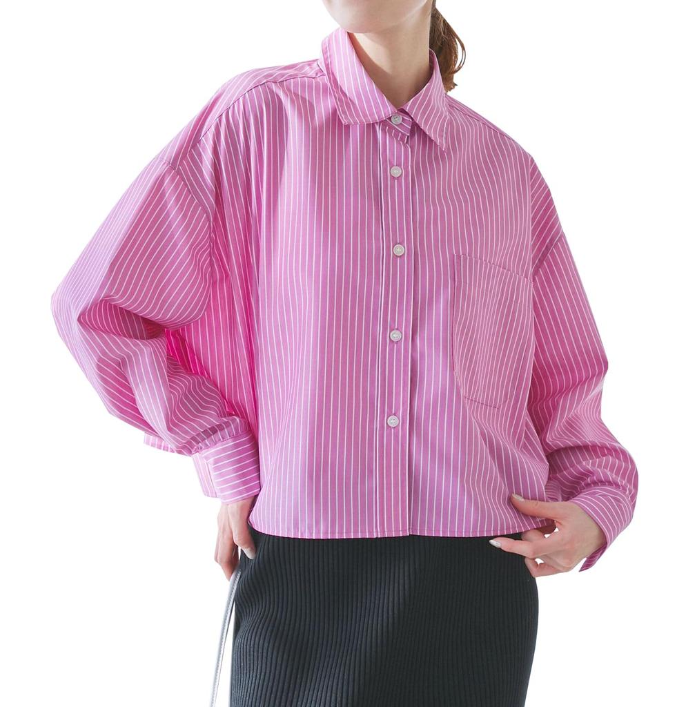 ROPE PICNIC Pollen Cropped Rose Pink Women's Guard/Wrinkle-Resistant Shirt, (64)