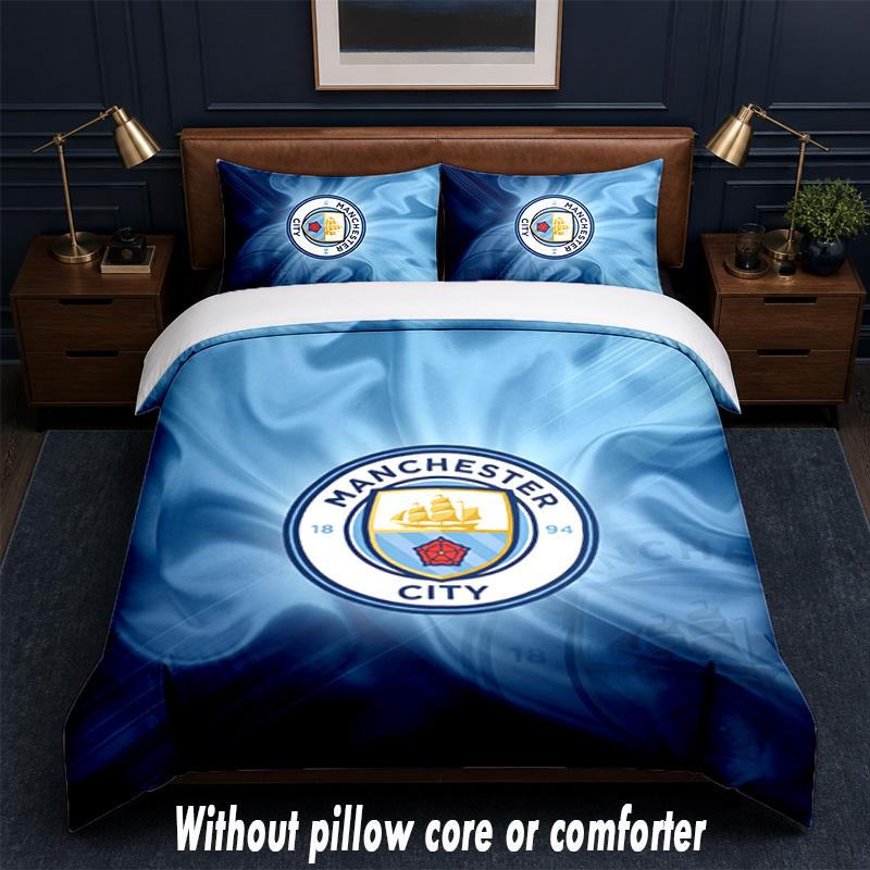 Manchester City Design Bed Bedding Set 1 Duvet Cover + 2 Pillowcases Soft Breathable Household Bed Linens