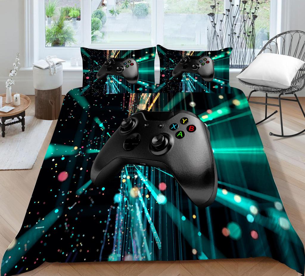Постельные принадлежности для игрока, ткань из микрофибры, игровой автомат, пододеяльник и наволочка с принтом, подходят для домашнего украшения комнат для мальчиков и мужчин, любителей игр