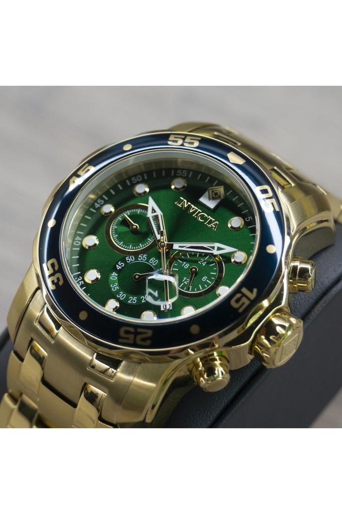 INVICTA Pro Diver Кварцевые 48мм Золотая Нержавеющая Сталь Зеленый 0075 Мужские Часы
