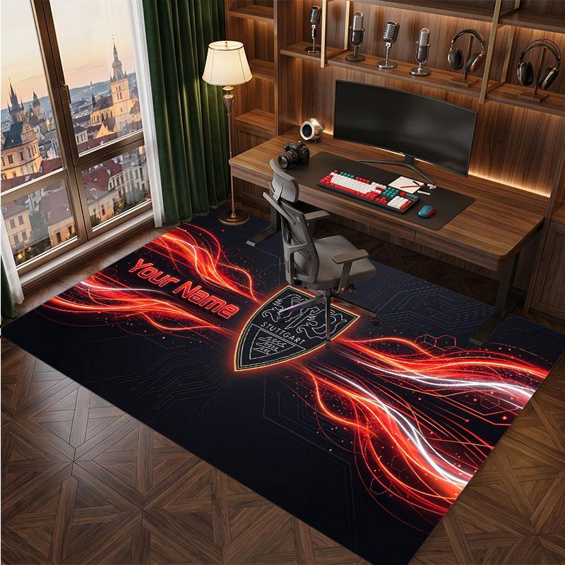 VfB Stuttgart FC Custom Crystal Velvet Rug, Personalized Name Text Print, Football Logo Soft Non‑Slip Floor Mat Home Decor Gift