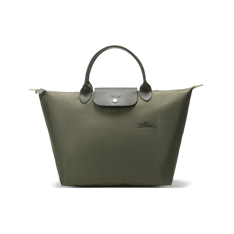 Longchamp Le Pliage Green 30 Сумка-тоут из переработанного материала с кожаной ручкой Женская сумка-тоут Лесной-Зеленый 1623919479