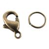 Lobster Clasps and Split Rings - DTM - Set of 4 Clasps and 10 Rings - Bronze Color - Unisex - 10 Mm