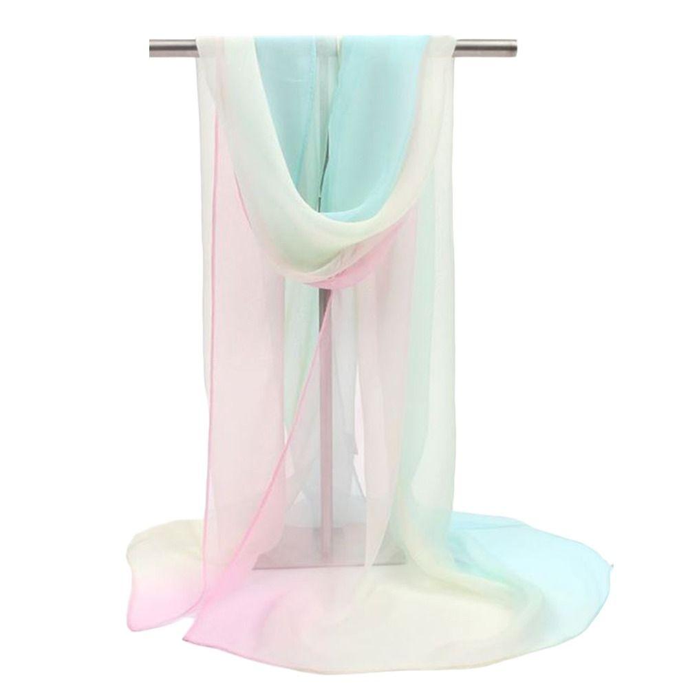 Sun Protection Shawls Gradient Solid Color Pashmina Summer Wrap Hijab  Women