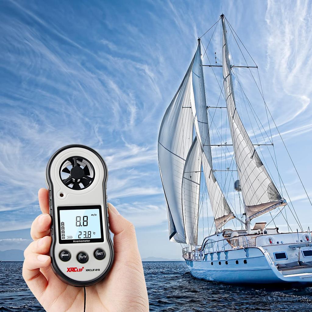 Цифровой анемометр Анемометр для переноски Измеритель скорости воздуха для измерения температуры охлаждения ветра Анемометр Термометр для фотографирования